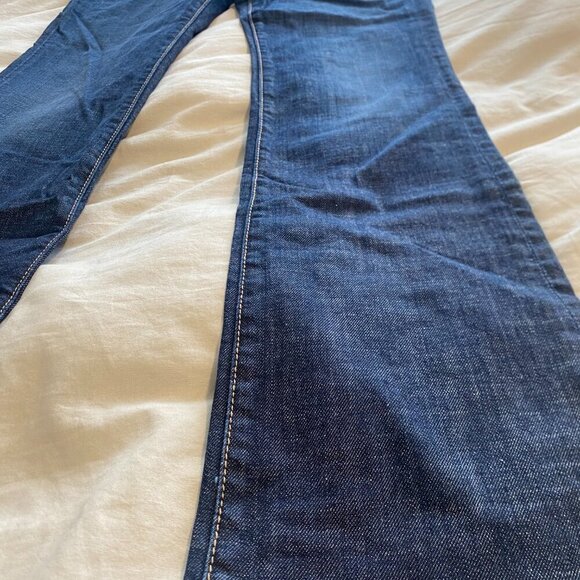 Vtg Guess Premium Y2K Denim Flare Leg Dark Wash Mid Rise‎ Low Rise Jeans Size 31 - Picture 5 of 16